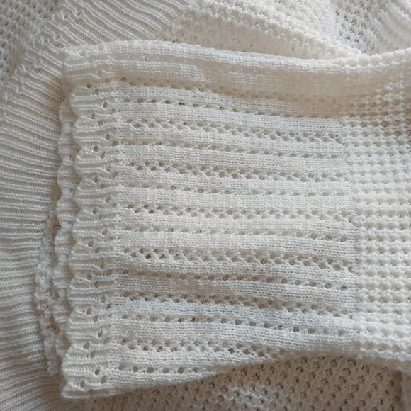 Vintage Notations Womens Size 3X Crochet Knit White Crop Open Cottage Cardigan - Picture 7 of 11